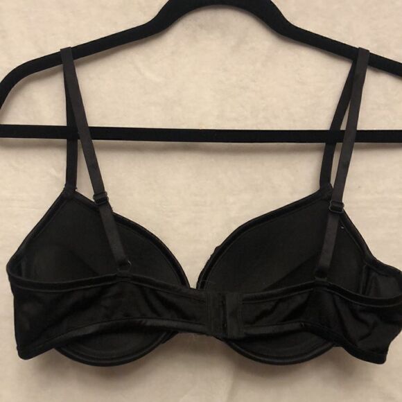 Coquette black lace purple satin push up underwire bra size L - Picture 2 of 8